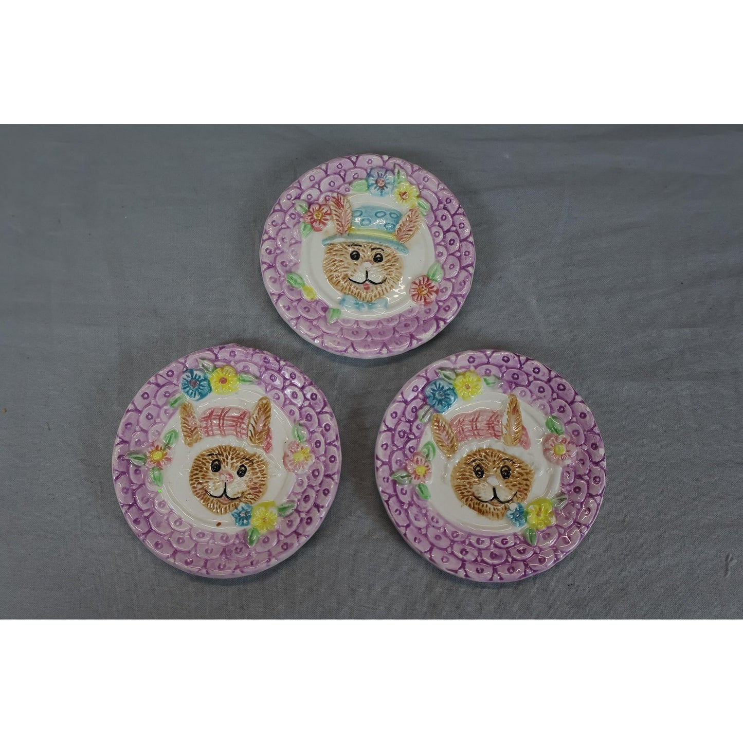 Vintage Fitz & Floyd Bunny Rabbit Tea Set Plates Cups Creamer Sugar Japan Easter