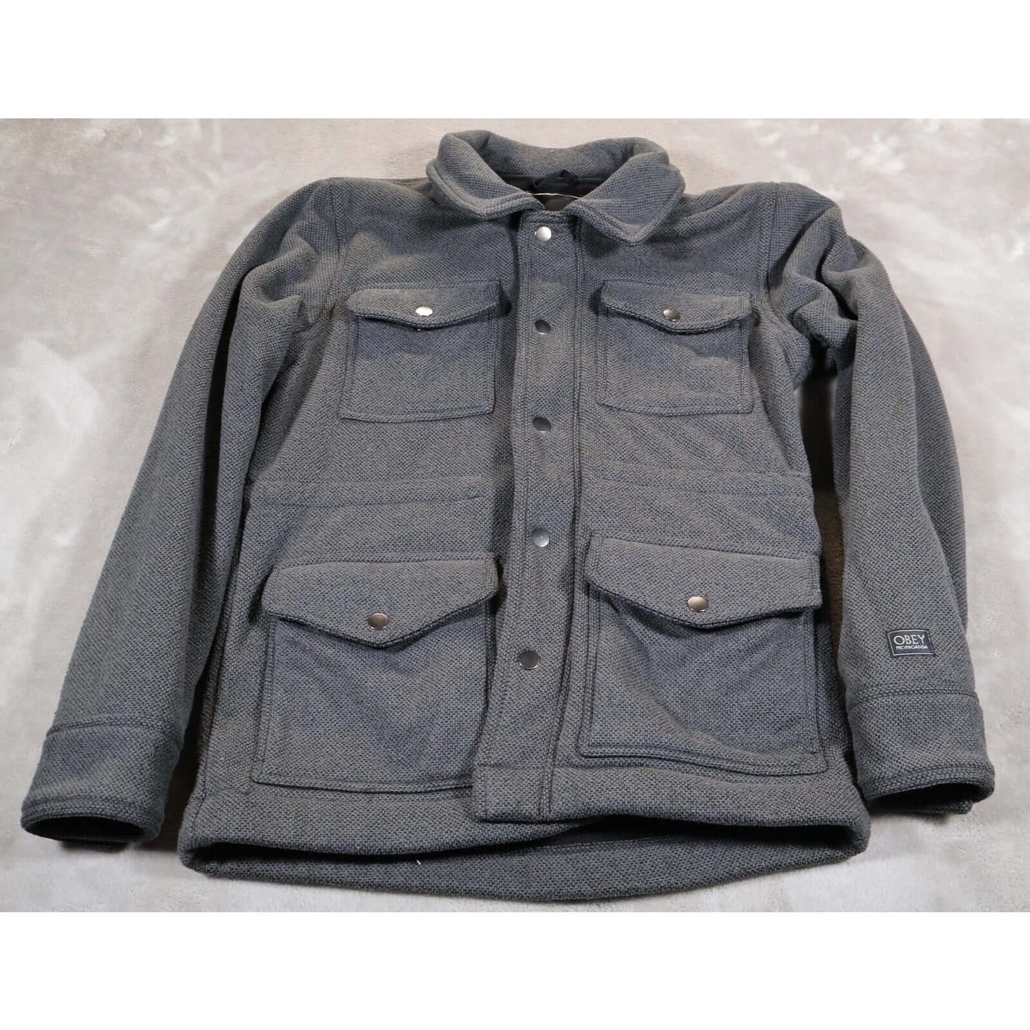 Obey Propaganda Jacket Mens Medium Wool Blend Utility Snap Pockets Streetwear