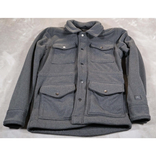 Obey Propaganda Jacket Mens Medium Wool Blend Utility Snap Pockets Streetwear