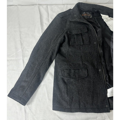 Ben Sherman Military Utility Wool Blend women Jacket Herringbone Field Barn Chore SM