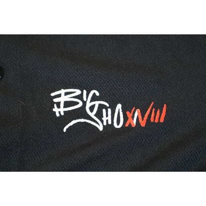 Sport-Tek Baseball Jersey Shirt Mens Medium Black Big Show 18 Button Logo Front