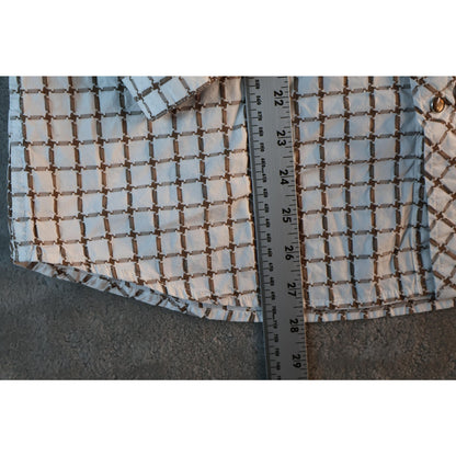 White Diamonds Boots Shirt Mens Medium Brown Western Pearl Snap Rodeo Cowboy M