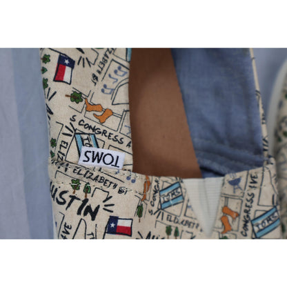 TOMS Shoes Mens Size 12 Austin Map Canvas Slip On Texas Print Comfort Casual