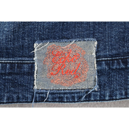 Ecko Red Jacke Kids Small Blue Denim Jean Moto Style Back Graphic Logo Fitted