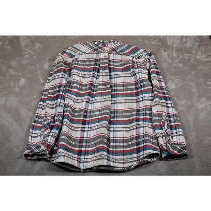 O'Neill Shirt Mens XL White Red Blue Plaid Flannel Button Up Casual Western