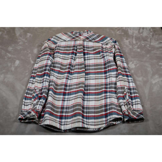 O'Neill Shirt Mens XL White Red Blue Plaid Flannel Button Up Casual Western