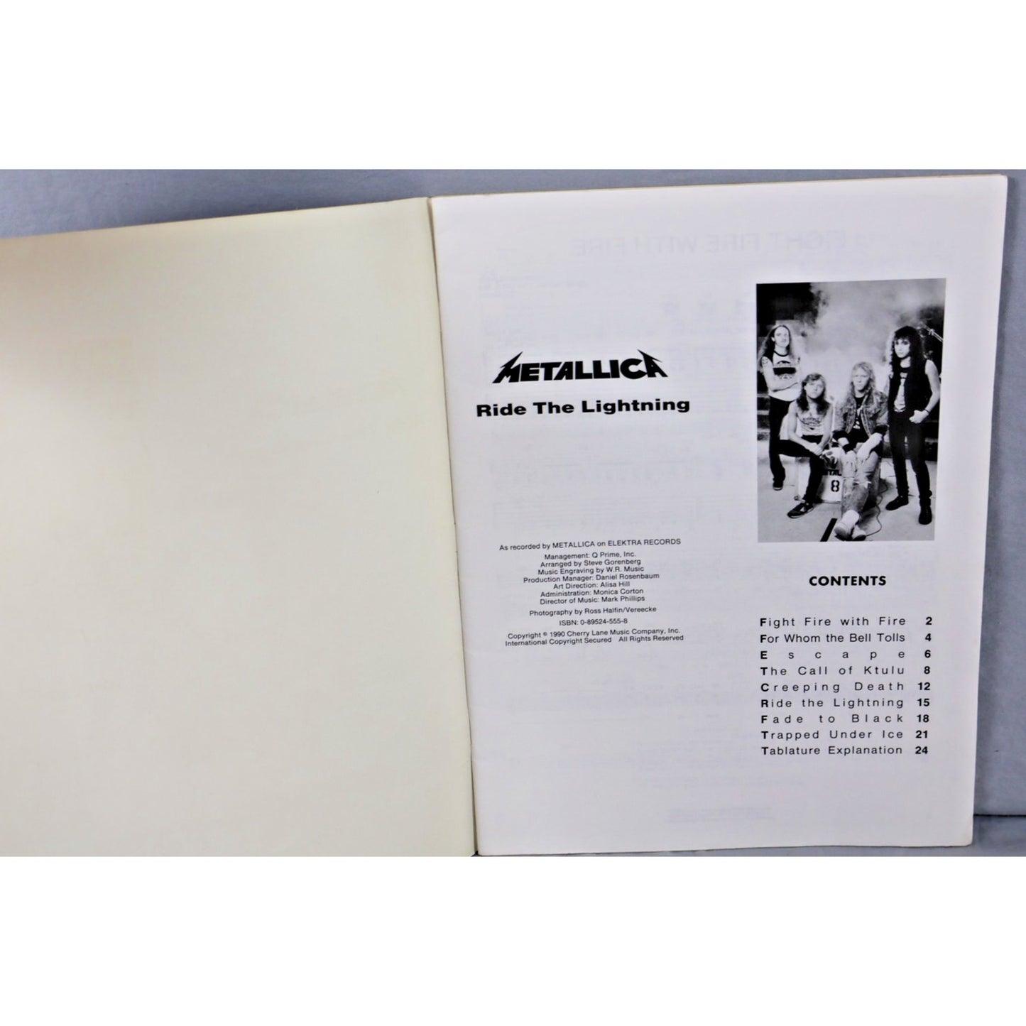 Vintage Metallica Ride The Lightning Guitar Tab Book 1990 Cherry Lane Songbook
