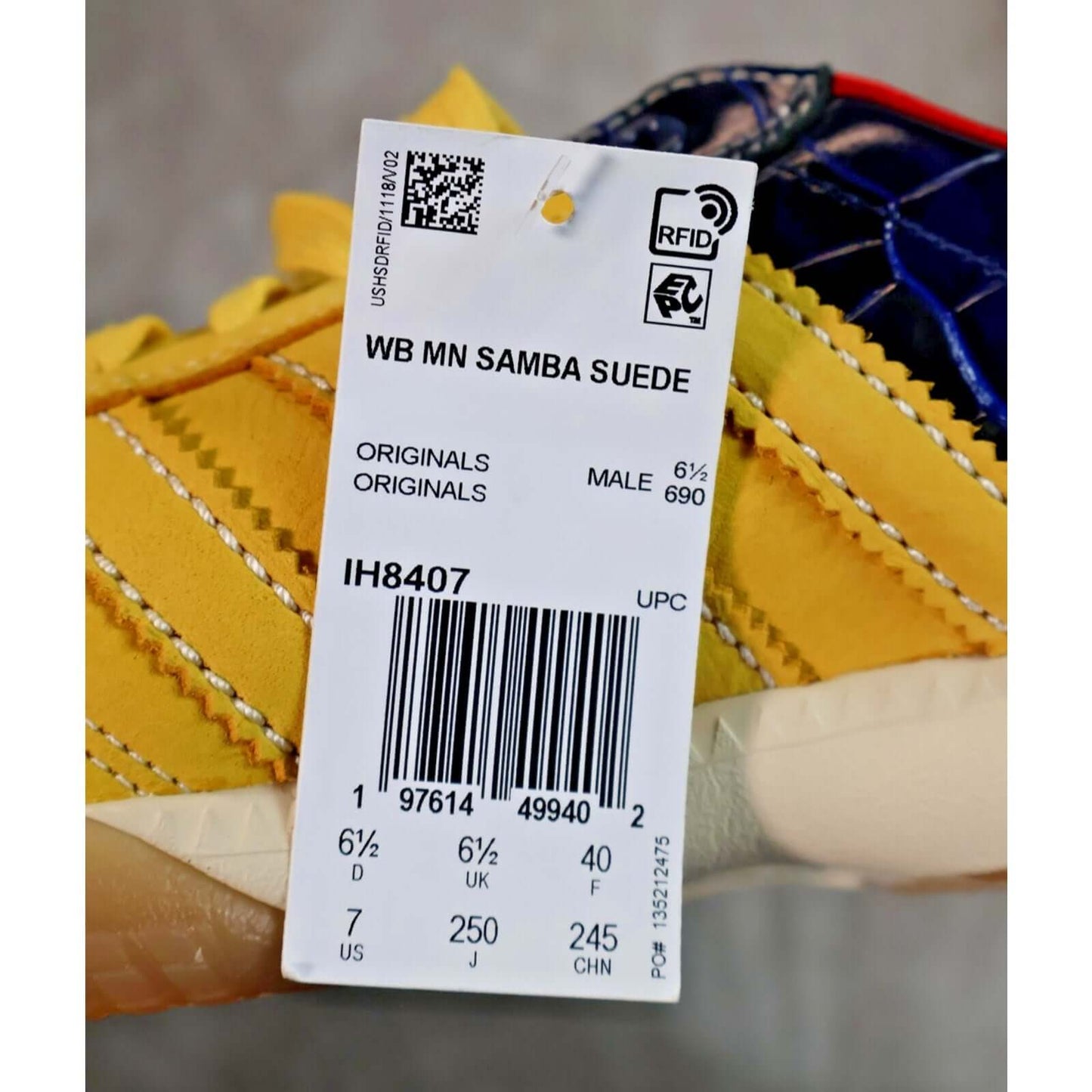 Adidas Wales Bonner Samba Suede Shoes Mens Size 7 Yellow Navy Gum Collab IH8407