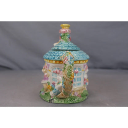 Vintage Fitz & Floyd Bunny Rabbit Tea Set Plates Cups Creamer Sugar Japan Easter