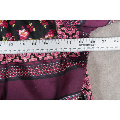 Chicos Jacket Womens 2 Large Multicolor Open Front Floral Patchwork Boho Kimono