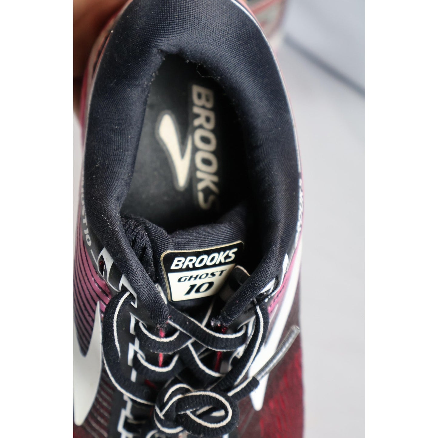 Brooks Ghost 10 Shoes Womens Size 7.5 Pink Black White Running Athletic Sneakers