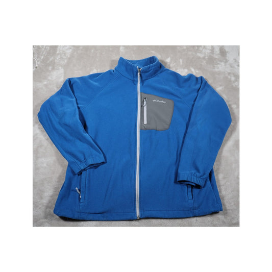 Columbia Jacket Mens XL Blue Full Zip Fleece Outdoor Layer Pocket Lightweight