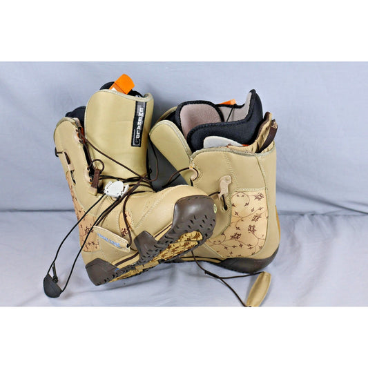 Burton Emerald Women's Snowboard Boots US 6 Tan Floral Lower Zone Lacing System