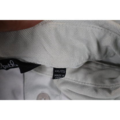 Travis Mathew Polo Shirt Mens 2XL Blue Gray Colorblock Golf Athletic Performance