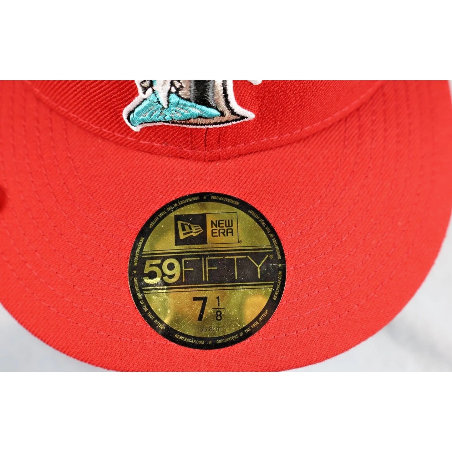 Vintage Florida Marlins Hat Cap Fitted Mens 7 1/8 Red MLB Baseball New Era 90s