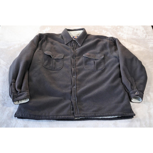 Dickies Jacket Mens XL Charcoal Fleece Quilted Lined Button Front Shirt Jacket