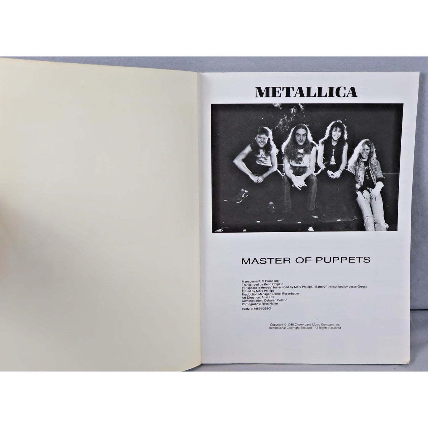 Vintage 1988 Metallica Master of Puppets Guitar Vocal Songbook Cherry Lane