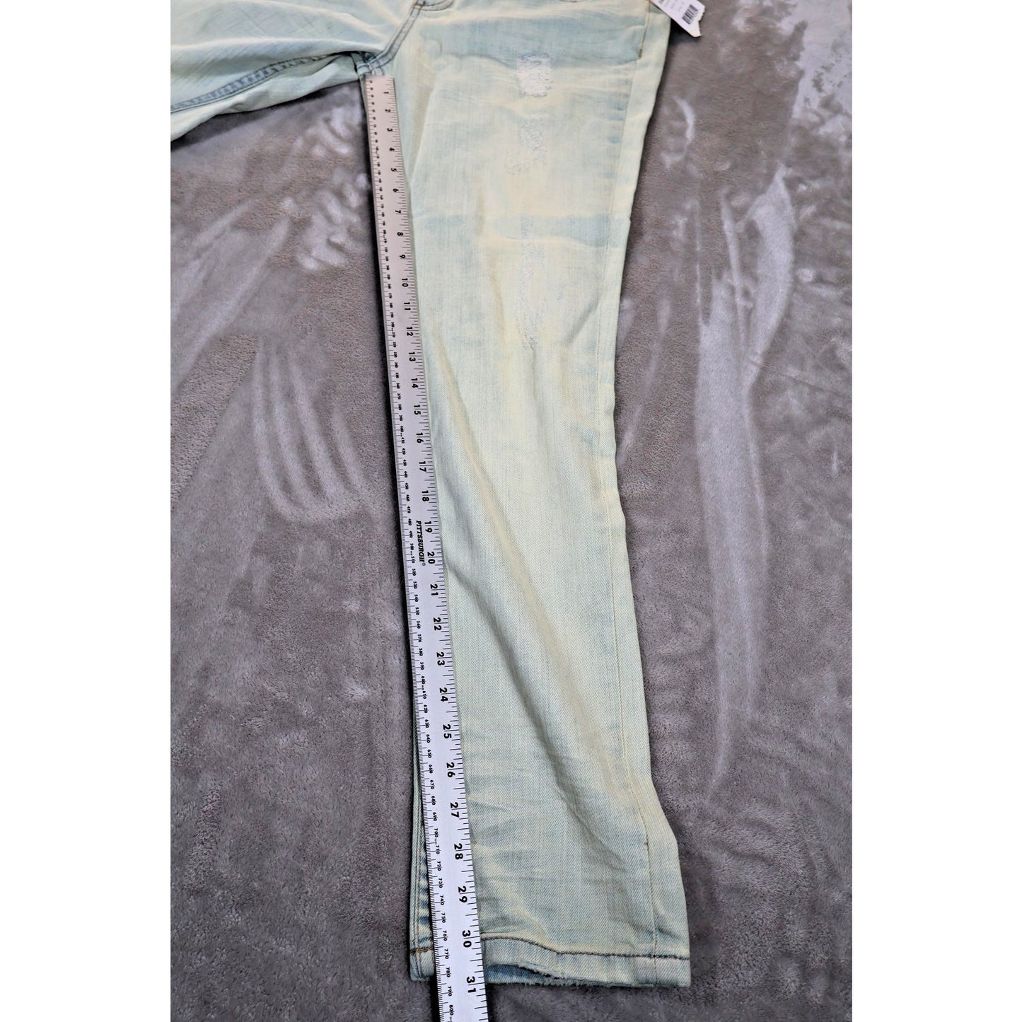 Free People Jeans Womens 30 Light Wash Palm Indig Distressed Denim Straight Leg