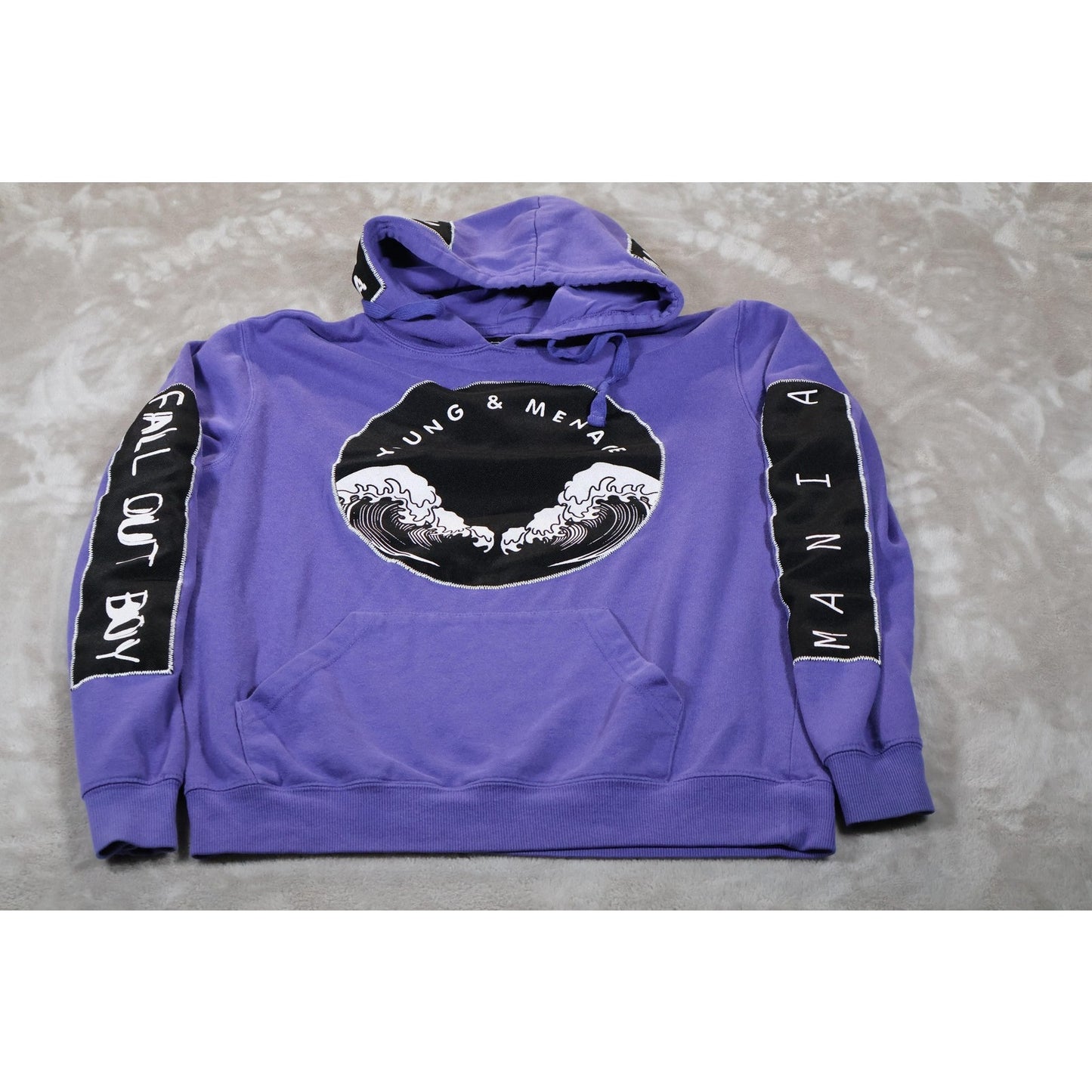 Fall Out Boy Hoodie Mens Small Purple Young & Menace MANIA Album Tour Pullover
