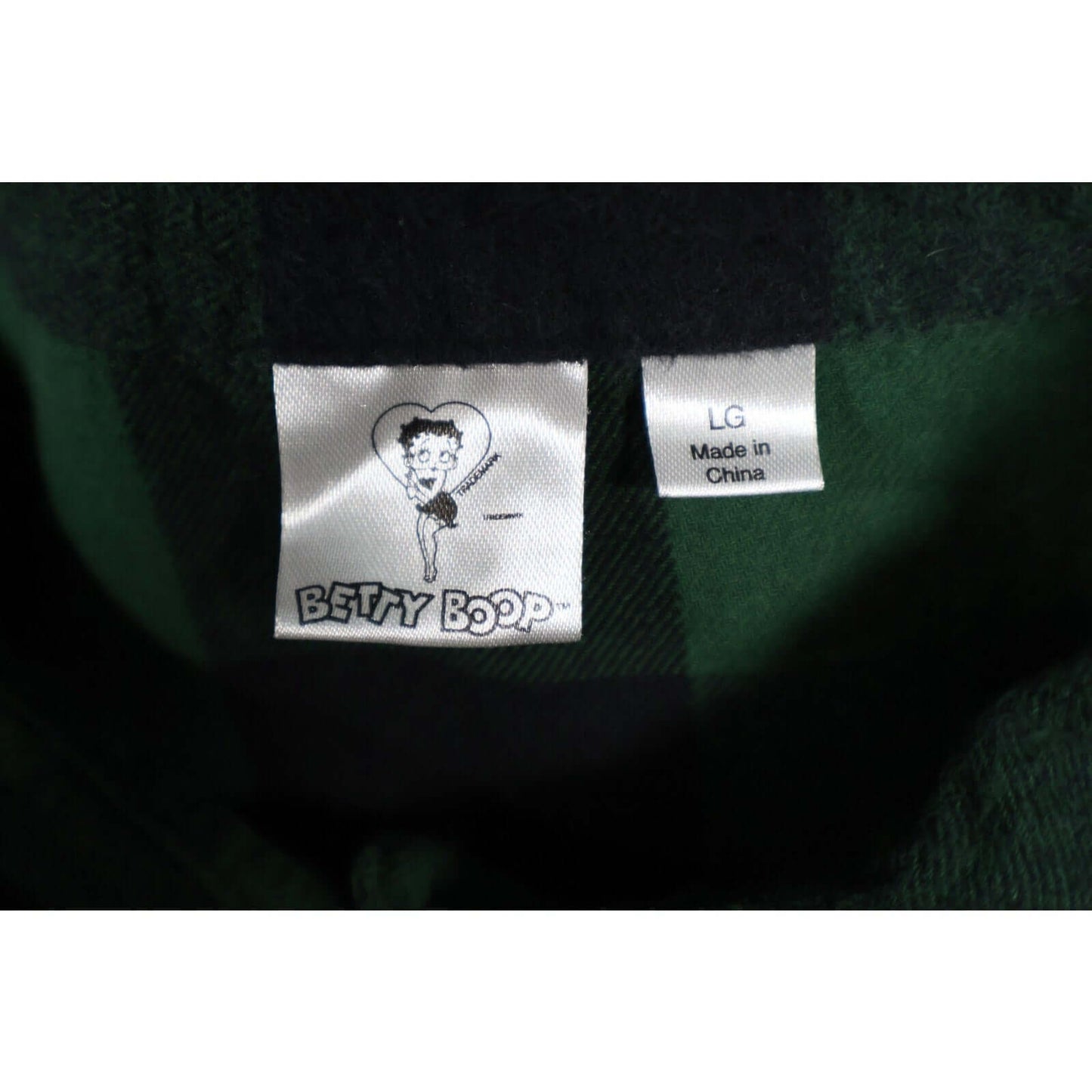 Betty Boop Shirt Womens Large Plaid Flannel Button Up Cartoon Graphic