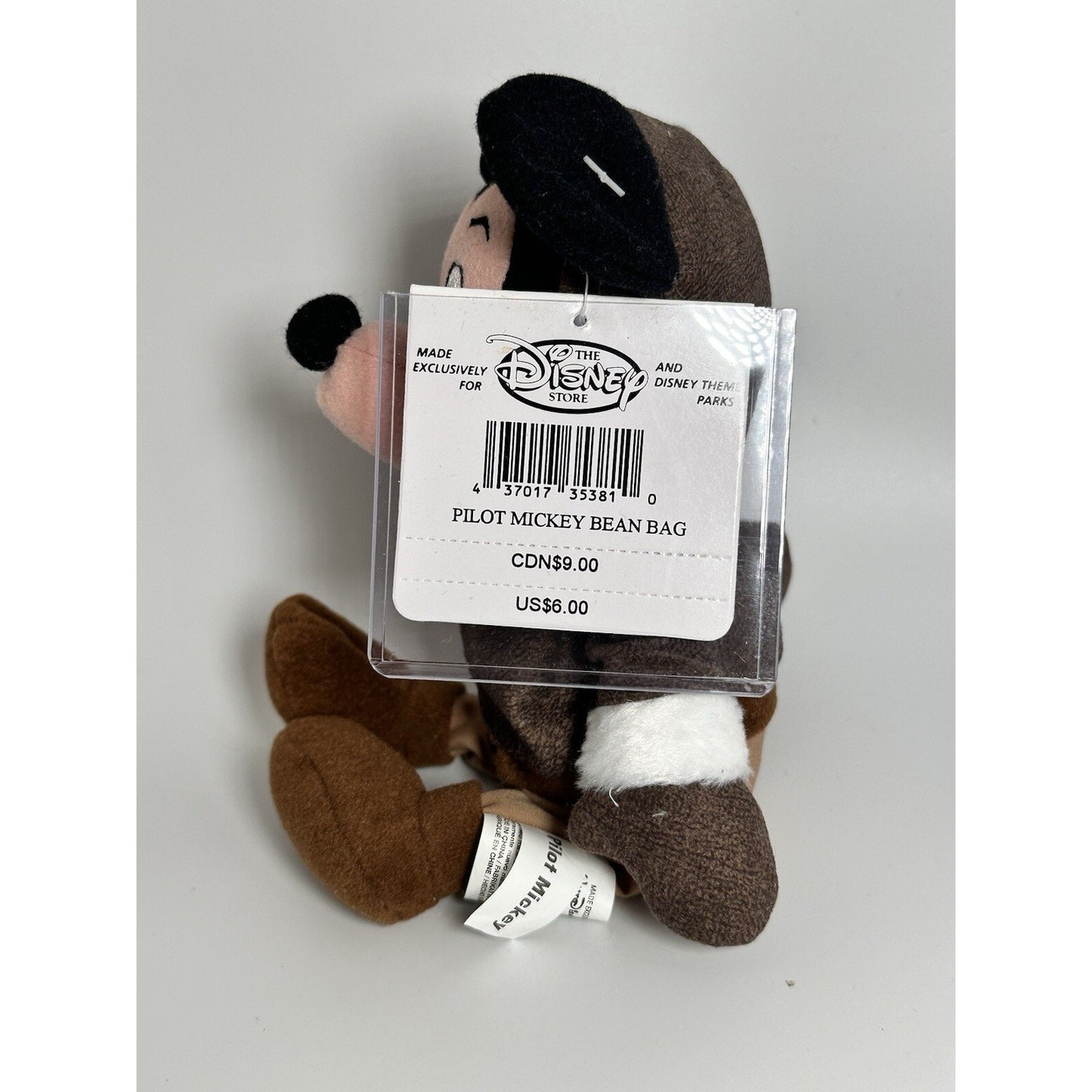 Vintage Disney Store Pilot Mickey 8in Bean Bag Plush Used Rare