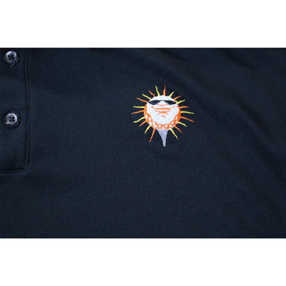 Nike Golf Polo Shirt Mens Large Black Dri-FIT Embroidered Sun Logo Destin 2011