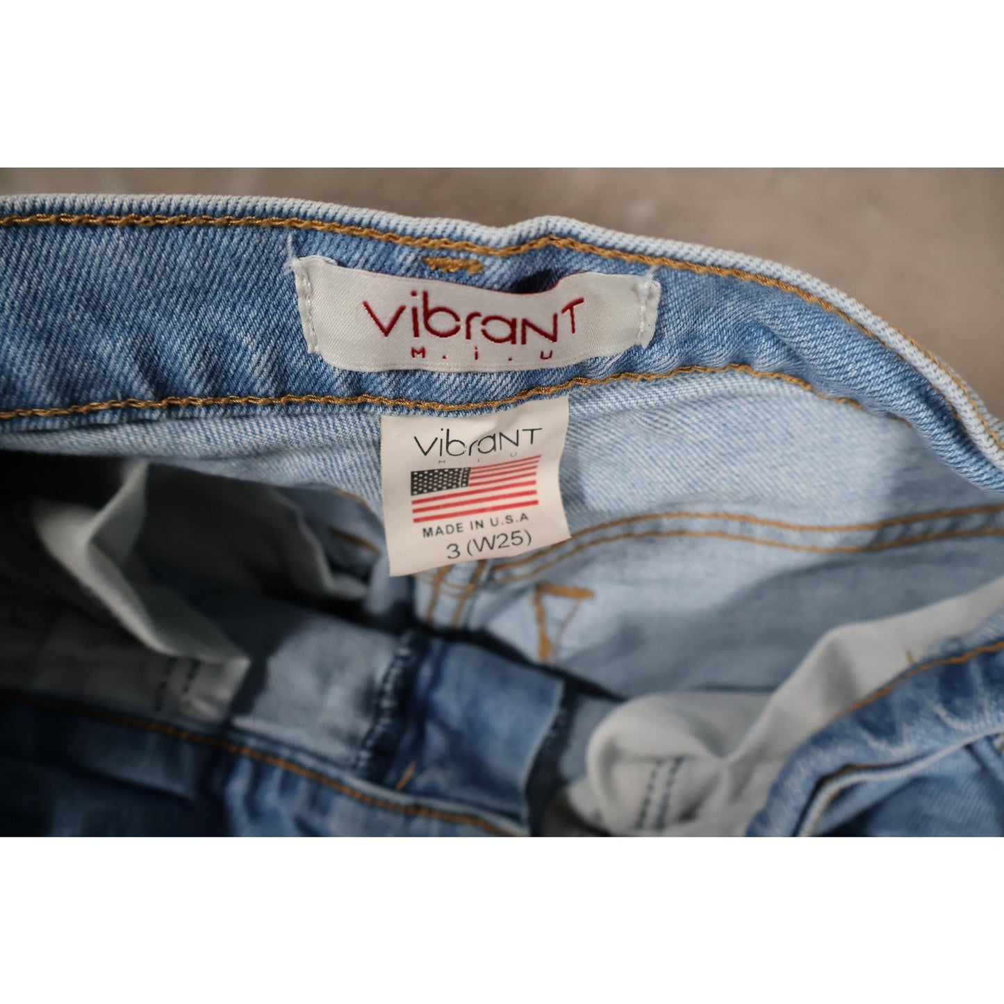 Vibrant Miu Jeans Womens 3 W25 Distressed Ripped High Rise Made in USA Denim