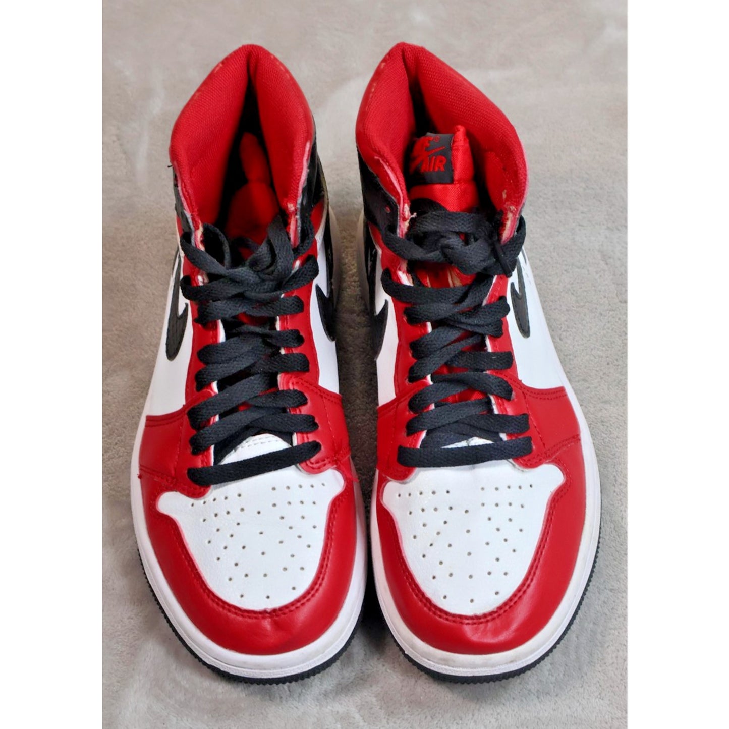 Nike Air Jordan 1 Shoes Mens Size 7 Red White Black Satin Snake CD0461-601