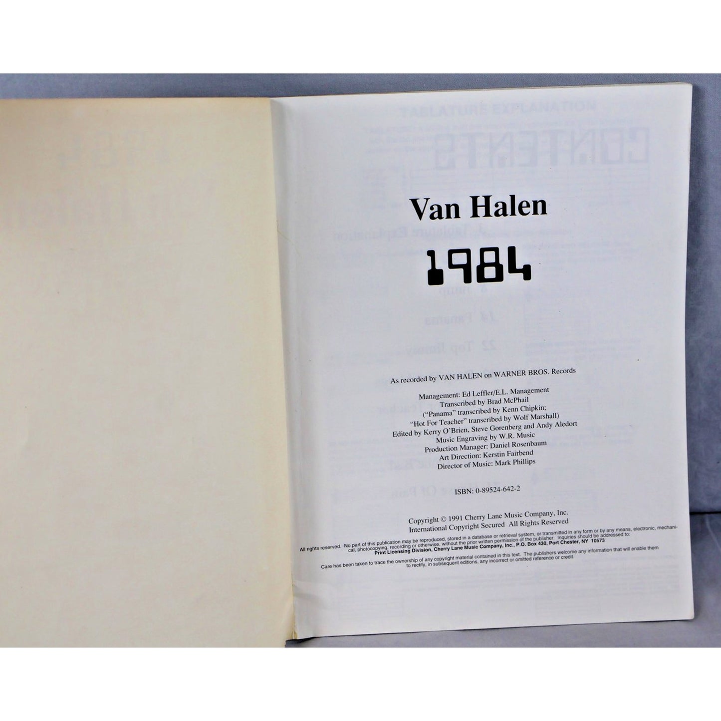 Vintage Van Halen 1984 Guitar Songbook Cherry Lane Music 1991 Hot For Teacher