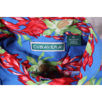 Cubavera Shirt Mens XL Floral Hawaiian Button Up Rayon Short Sleeve Summer Casua