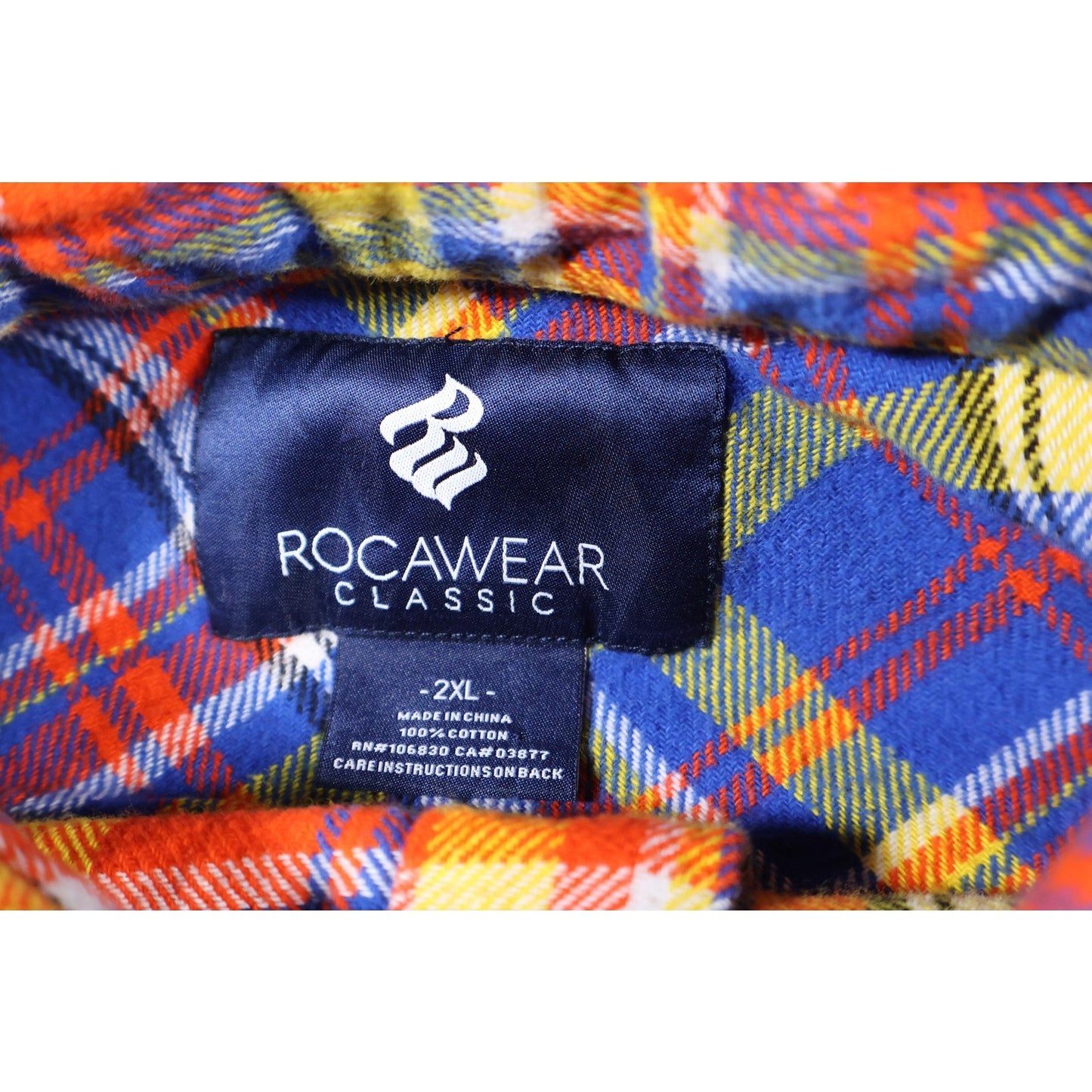 Rocawear Shirt Mens 2XL Red Blue Yellow Plaid Flannel Button Up Streetwear