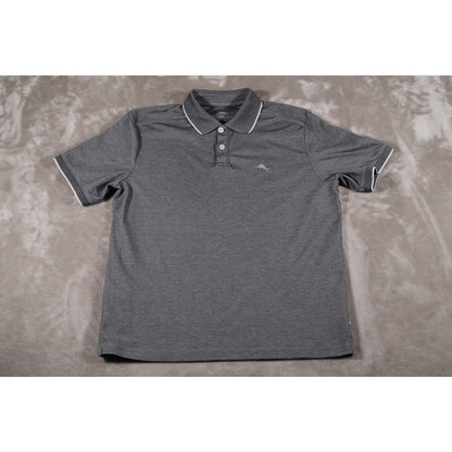 Tommy Bahama Polo Shirt Mens Large Gray Marlin Logo Short Sleeve Casual Golf Top