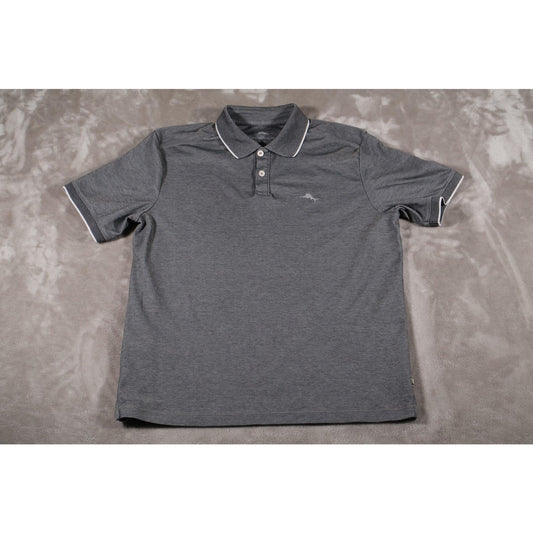 Tommy Bahama Polo Shirt Mens Large Gray Marlin Logo Short Sleeve Casual Golf Top