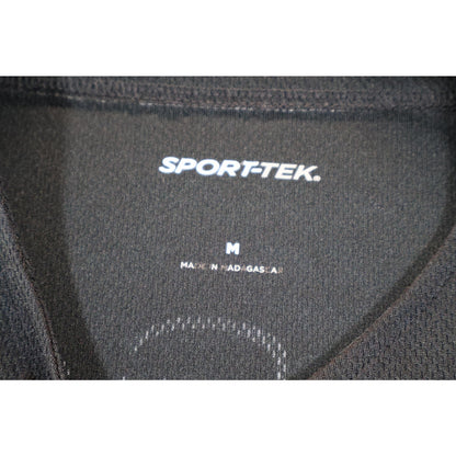 Sport-Tek Baseball Jersey Shirt Mens Medium Black Big Show 18 Button Logo Front