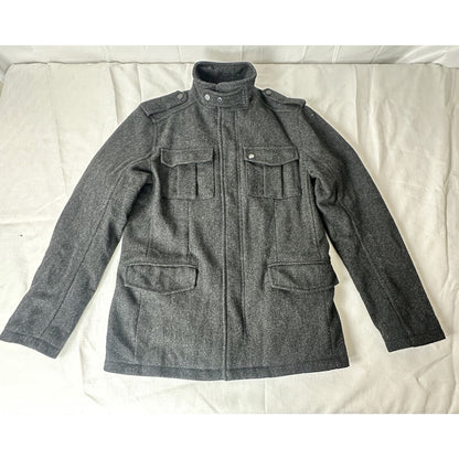 Ben Sherman Military Utility Wool Blend women Jacket Herringbone Field Barn Chore SM
