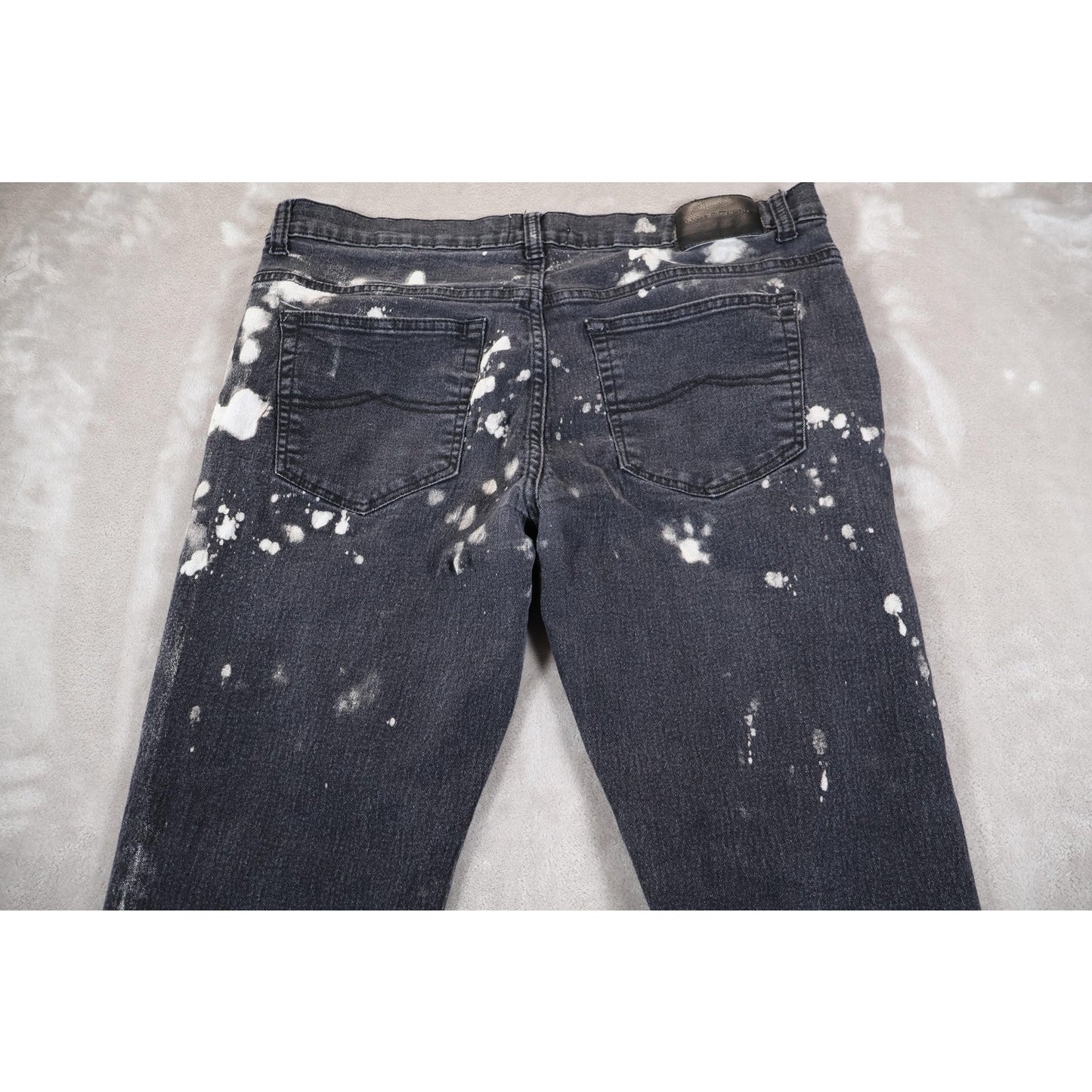 Luke & Dutch Jeans Mens 38x32 Straight Leg Distressed Denim Pants Bleach Wash