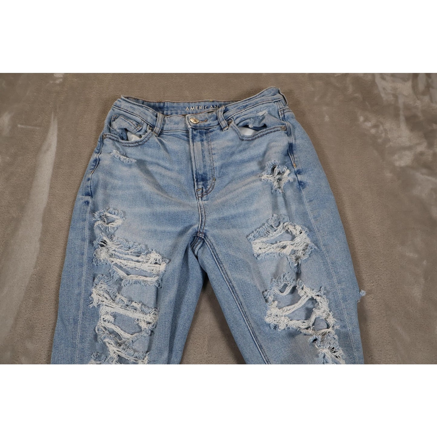 American Eagle Jeans Womens 7 Distressed High Rise Stretch Ripped Denim Pants
