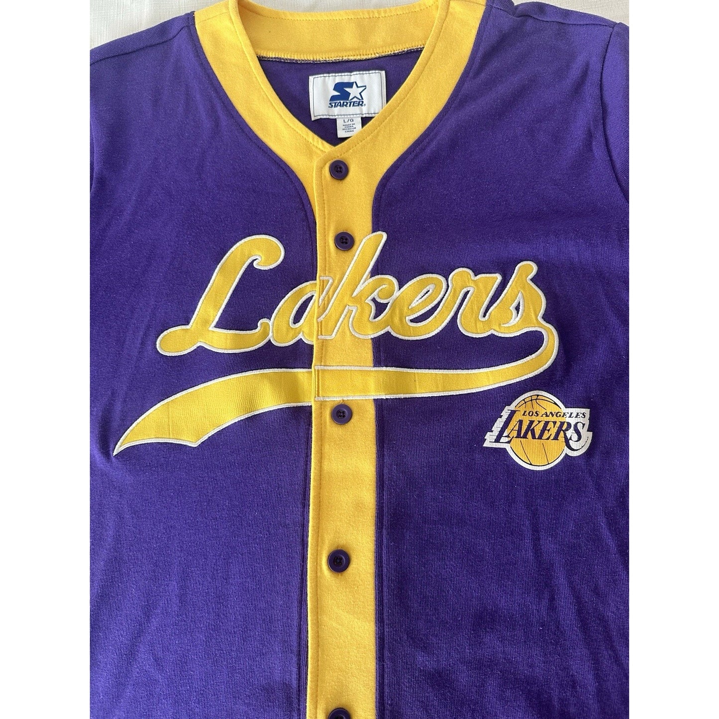 Los Angeles Lakers Starter NBA Baseball Jersey - Men's Large