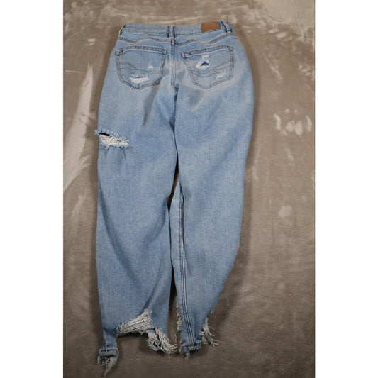 American Eagle Jeans Womens 7 Distressed High Rise Stretch Ripped Denim Pants