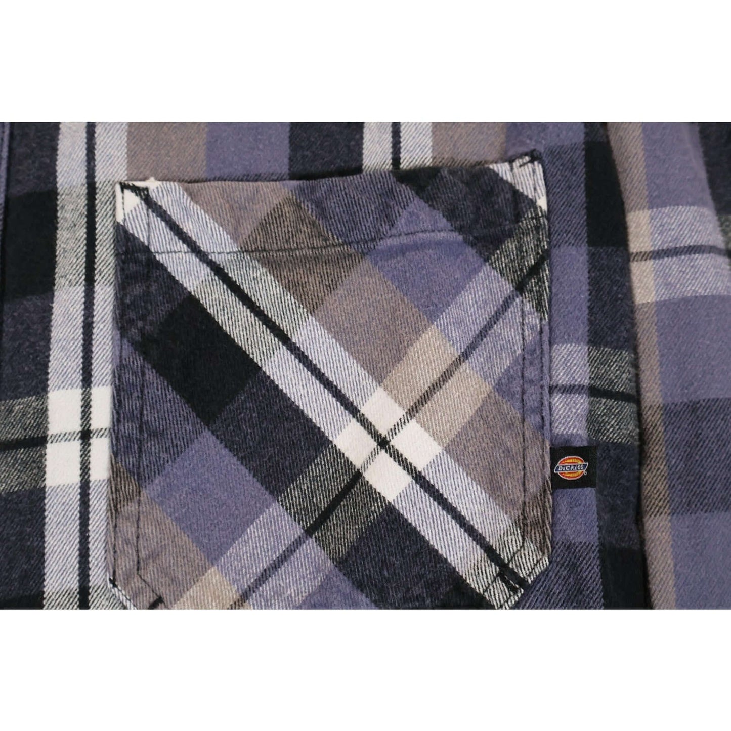 Dickies Shirt Mens Medium Purple Gray Plaid Flannel Button Down Workwear Pocket