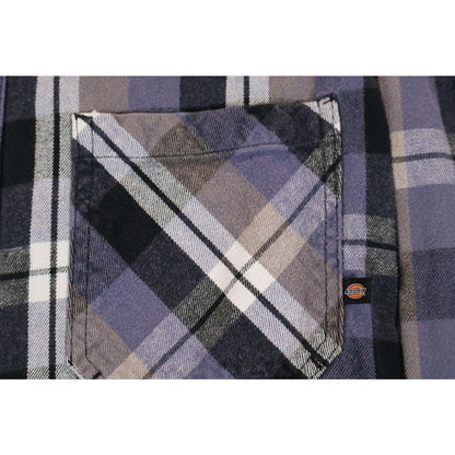 Dickies Shirt Mens Medium Purple Gray Plaid Flannel Button Down Workwear Pocket