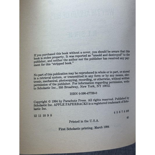 Vintage Goosebumps Why I'm Afraid of Bees RL Stine Paperback Scholastic USA