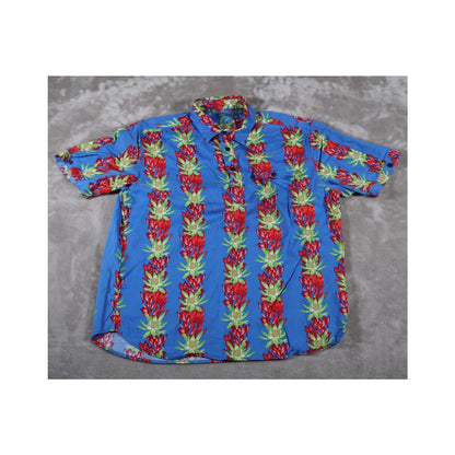 Cubavera Shirt Mens XL Floral Hawaiian Button Up Rayon Short Sleeve Summer Casua