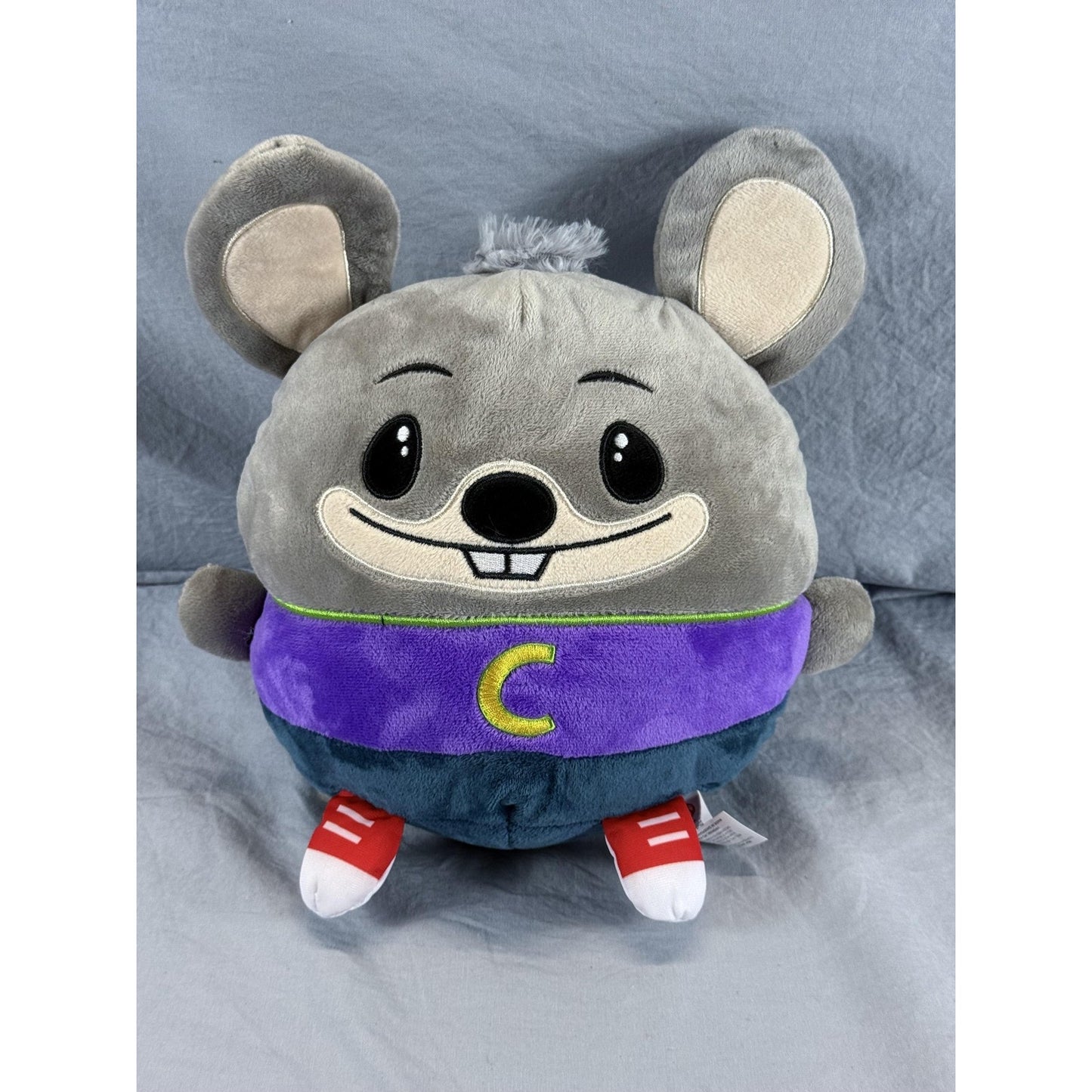 Fiesta Chuck E. Cheese Gumball Plush 8.5in Round Mouse Stuffed Animal Toy Gray