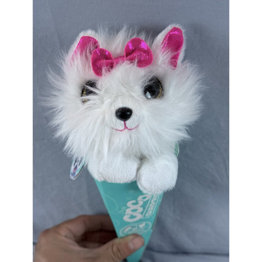 Zuru Coco Surprise Cone Silvy The White Plush Puppy Animal Toy + Mini Surprise