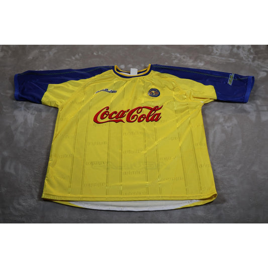 Club América Jersey Mens Large Yellow Blue Soccer Coca-Cola Corona Liga MX