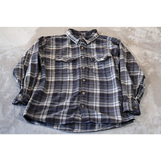 Field & Stream Shirt Mens XL Blue Gray Plaid Flannel Button Up Long Sleeve Soft
