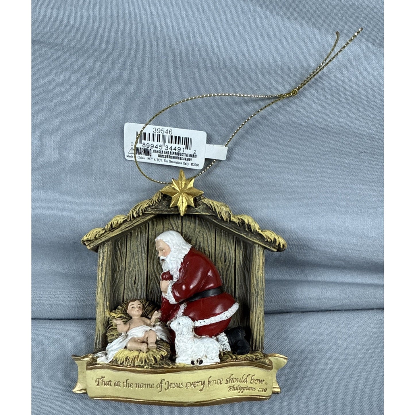 Vtg Roman Kneeling Santa Resin 1983 RP Gauer Excellent