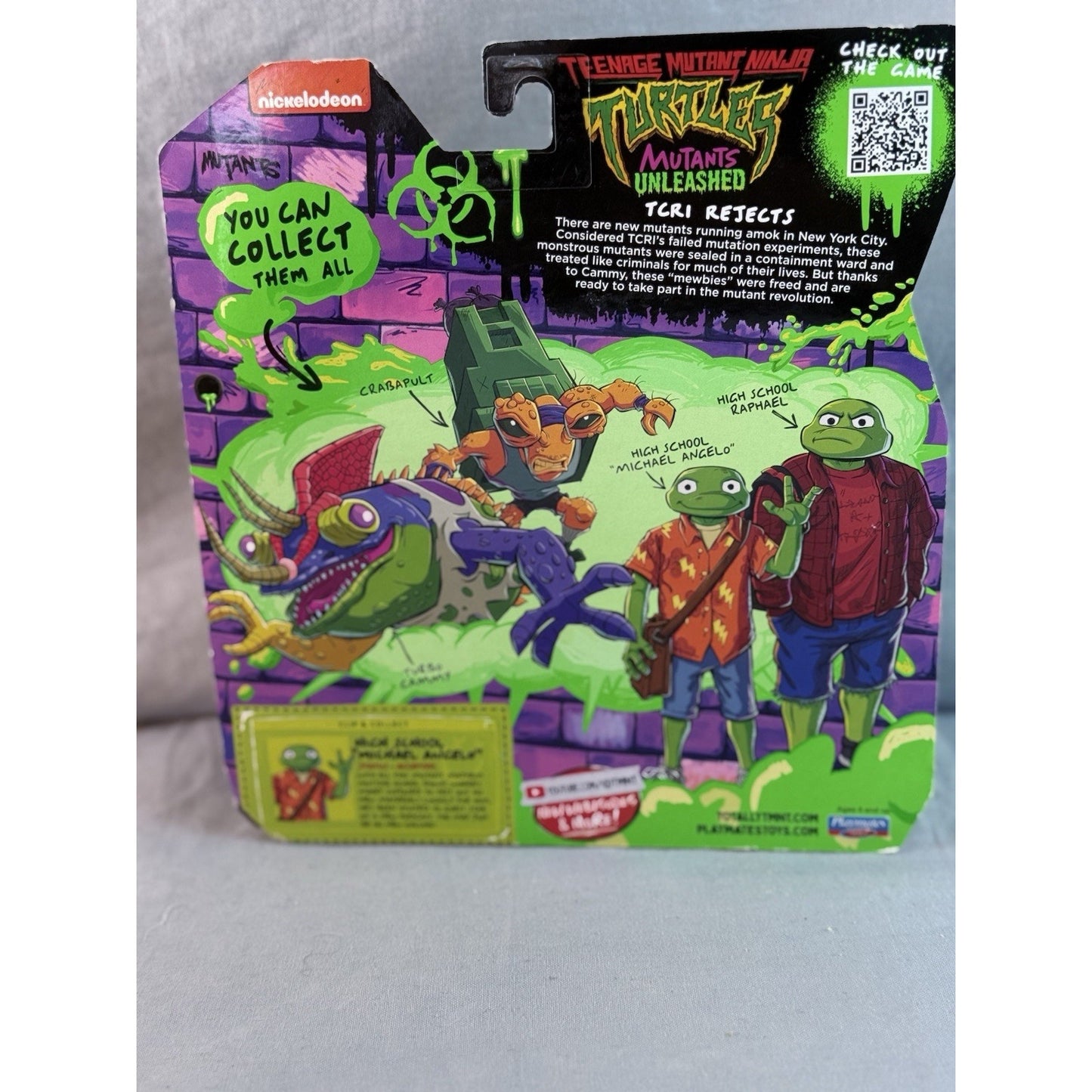 TMNT Mutants Unleashed High School Raphael Mikey Crabapult Lot of 3.