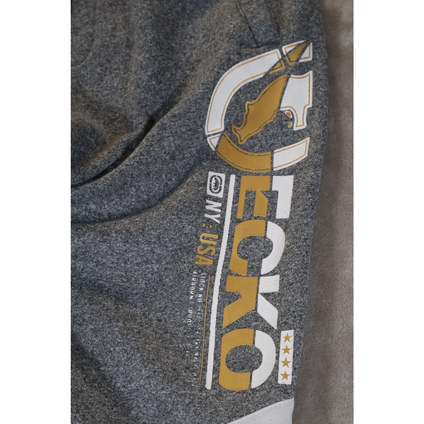 Ecko Unltd Pants Mens Small Gray Black Joggers Sweatpants Streetwear Logo